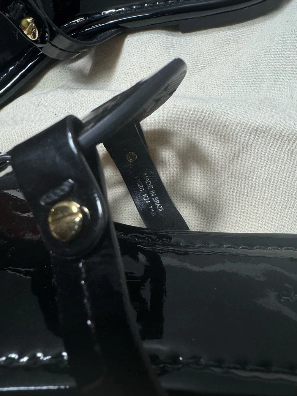 Tory Burch Black Patent Logo Thong Sandals